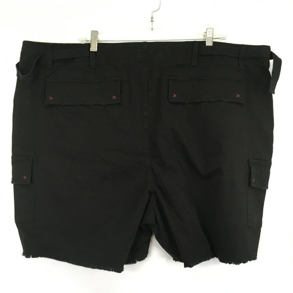 Terra & Sky Cargo Utility Shorts Womens 24W Plus Black High Rise Raw Hem - Picture 2 of 6